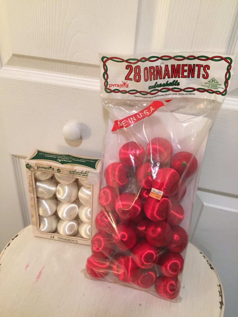 40 Vintage Pyramid/Rauch Christmas Ornaments Unbreakable Tree Satin Sheen NOS